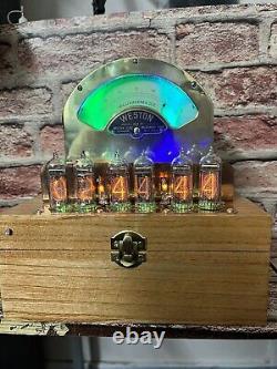Horloge Nixie avec tubes IN-14. Rétro Steampunk Vintage en laiton Weston264