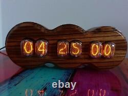 Horloge Nixie en bois de zèbre avec tubes IN12 par Monjibox