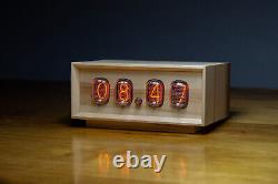 Horloge Nixie rétro minimaliste avec tubes remplaçables IN-12B et boîtier en bois d'origine