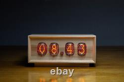 Horloge Nixie rétro minimaliste avec tubes remplaçables IN-12B et boîtier en bois d'origine