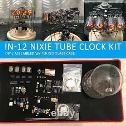 Horloge à tube Nixie IN-12 de style vintage classique Kit DIY/Boîtier en verre rond/Non assemblé