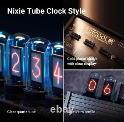 Horloge à tube Nixie XCOOL, horloge Nixie dans un décor cyberpunk avec éclairage d'ambiance, Nixie