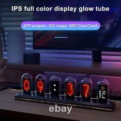 Horloge à tube lumineux à écran couleur IPS, affichage numérique de l'heure LCD, photo rétro punk