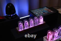 Horloge à tubes Nixie Électronique LED Lueur Simulation Rétro Moderne Horloge en bois Réveil Américain