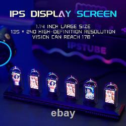 Horloge à tubes Nixie Horloge à tubes lumineux Écran couleur IPS Horloge numérique Horloge analogique DIY