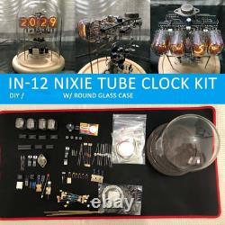 Horloge à tubes Nixie IN-12 vintage classique en kit DIY / non assemblée avec boîtier en verre rond