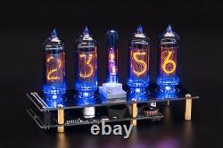 Horloge à tubes Nixie IN-14 avec colonne de tubes, prises, capteur de température USB, planches noires, 12/24h