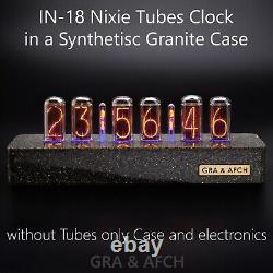 Horloge à tubes Nixie IN-18 dans un boîtier en granit synthétique SANS TUBES