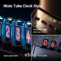  Horloge à tubes Nixie XCOOL, horloge Nixie dans un décor cyberpunk avec éclairage d'ambiance, Nixie