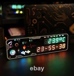 Horloge de bureau Cyberpunk RGB Nixie Tube avec support LED pour le timing/jour de compte à rebours