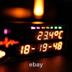 Horloge de bureau Cyberpunk RGB à tubes Nixie avec support LED pour jour, timing et compte à rebours