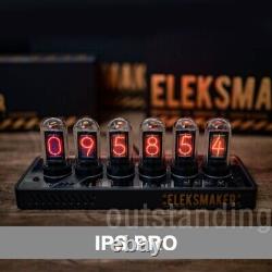 Horloge numérique IPS Pro RGB avec 6 tubes à décharge néon Nixie électroniques rétro éclairés par des lumières RGB