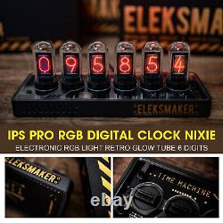 Horloge numérique IPS Pro RGB avec tubes lumineux rétro Nixie électroniques à 6 chiffres