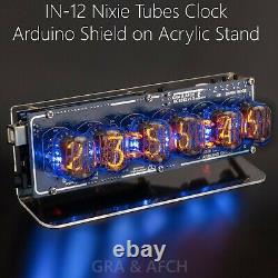 In-12 Arduino Shield Ncs312 Tubes Nixie Horloge Sur Support Acrylique Avec Options