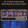 In-12 Nixie Tube Horloge Sur Support Acrylique Avec Chaussettes 12/24h Black Gold Boards
