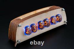 In-12 Nixie Tubes Clock In A Clean Plywood Case Temperature F/c, Format 12/24h