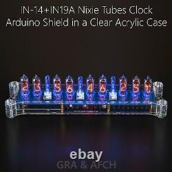 In-14+in19a Horloge Nixie Du Bouclier Arduino En Boîtier Acrylique Avec Options 9 Tubes