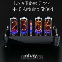 In-18 Arduino Shield Nixie Tubes Horloge Stylish Black Acrylic Case Tubes Option