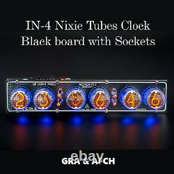 In-4 Nixie Tubes Clock Black Board Avec Sockets Temp. F/c 12/24h Slot Machine