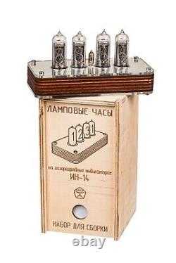 Kit d'assemblage Horloge lampes à décharge de gaz avec tubes Nixie IN-14 Boîtier en bois