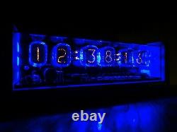 Nixie Clock 6 In-12 Tubes Blanc Mat Cas & Alarme & Bleu Led Steampunk