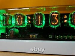 Nixie Clock 6 In-12 Tubes Blanc Mat Cas & Alarme & Vert Led Steampunk