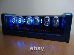 Nixie Clock 6 Tubes Iv22, Télécommande, Boîtier Métallique Bleu, Led Rgb, Alarme