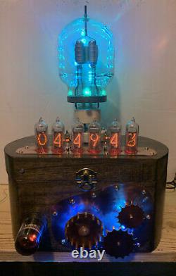 Nixie Clock In-14 Tube. Steampunk. Vintage Sylvania Vt-129 Tube, Gears, Décatron
