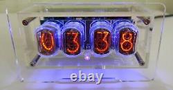 Nixie Clock Vintage In-12 Tubes Acrylique Transparent Case Blue Backlight Arduino