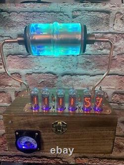 Nixie Horloge In-14 Tube. Un Steampunk. Rgb Lit 30000 Volt Vacuum Capacitateur
