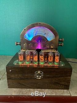 Nixie Horloge In-14 Tubes. Steampunk Cuivre, Laiton Et Verre! Vintage Weston 264