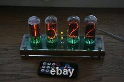 Nixie Tube Horloge Comprennent 4x In-18 Tubes Et Boîtier Transparent En Bois Rétro Vintage