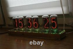 Nixie Tube Horloge Comprennent In-18 Tubes Et Boîtier Transparent En Bois Rétro Vintage