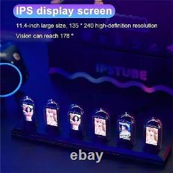 Nouvelle horloge à tube Nixie RGB LED éclaire un écran couleur IPS pour décorer un bureau de jeu.