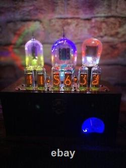 Rétro Nixie Horloge In-14 Steampunk. 3 Très Tôt Radio Tubes Rgb Lumière Tout Tube