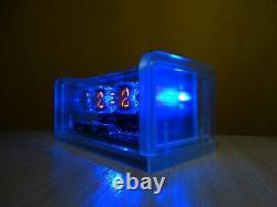 Réveil Nixie Unique 4xZ560M avec boîtier en acrylique givré, télécommande et LED bleue
