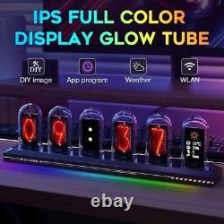Tube Nixie pour horloge et kit de rétro-éclairage RGB pour affichage d'alarme dans un boîtier en bois digital rétro